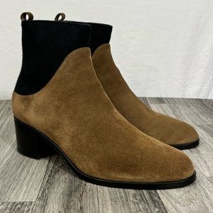 Via Spiga Brown Suede Almond Toe Ankle Boots